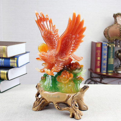 大鵬展翅老鷹擺件 仿玉仿琉璃樹脂工藝品的精美開業喬遷禮品